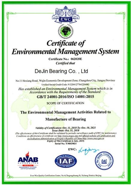 Chine DEJIN BEARING CO.,LTD. certifications